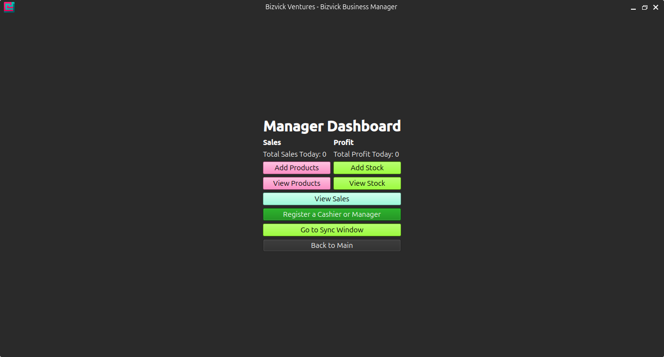 Manager Dashboard Screenshot